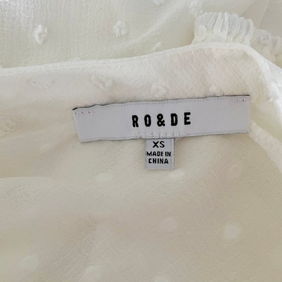 Anthro ivory sheer swiss dot ruffle hem blouse, XS - Picture 4 of 5